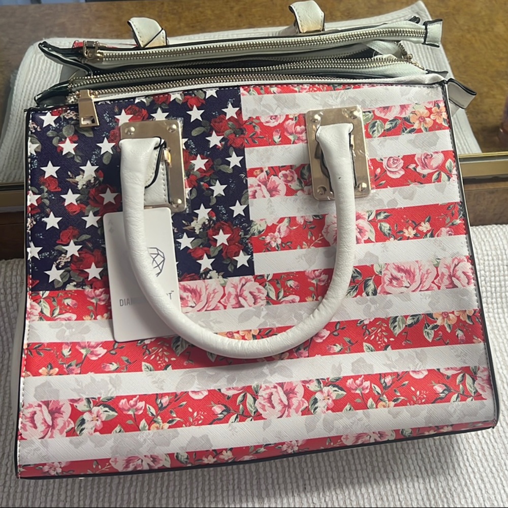 Red and White Satchel with Patriotic Design